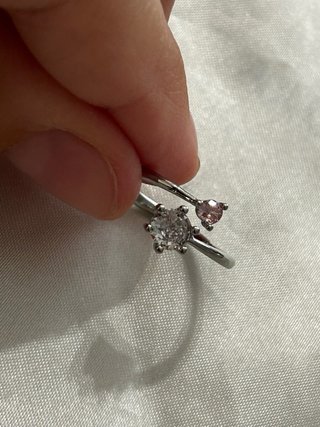 Anello Argento 925 Regolabile Pietra Rosa
