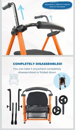 Andador Plegable Naranja con Asiento NUEVO