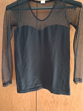 Camiseta semitransparente de manga larga en color