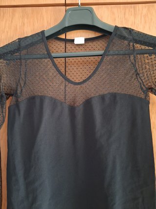 Camiseta semitransparente de manga larga en color