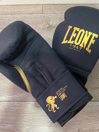 Guantes Boxeo Leone 1947 Azul Dorado
