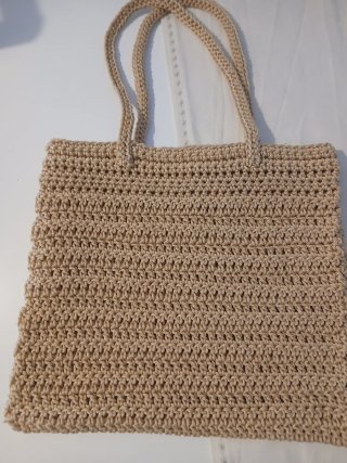 Borsa uncinetto beige fatta a mano