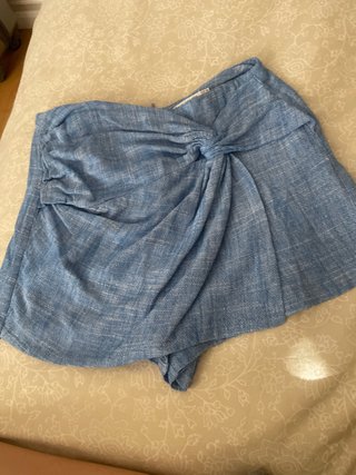 Falda pantalón azul con nudo