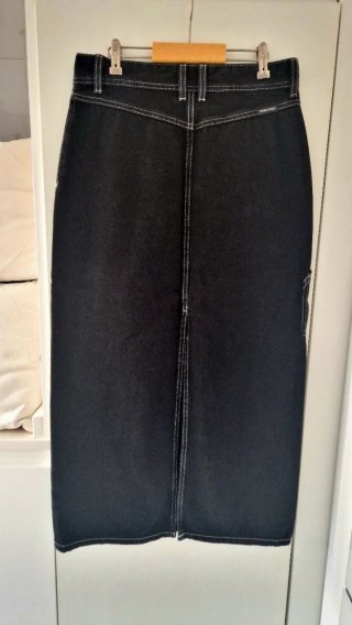 Falda Maxi Cargo Denim Negra Talla S