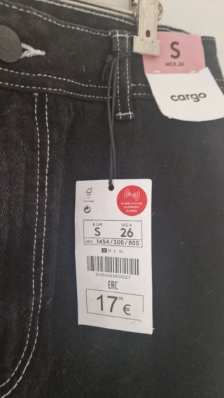Falda Maxi Cargo Denim Negra Talla S