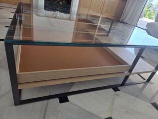 Maxalto mesa de centro Lithos cristal y madera