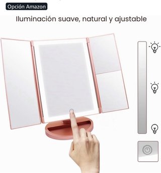 Espejo Maquillaje WEILY 1x/2x/3x Oro rosa giro180º