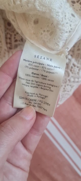 Blusa Sezane Talla XS Encaje