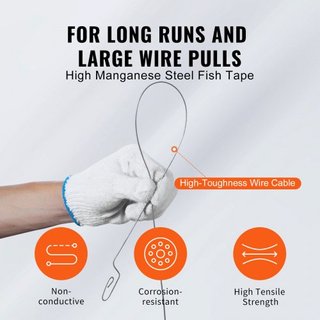 Cinta de Pescado, 73.2m 3mm (240 pies, 1/8 pulgadas), Extractor de Alambre de Acero con Carcasa y Mango Optimizado, Herramienta de Extracción de Cable Fácil de Usar, Herramientas de Pesca de Alamb...