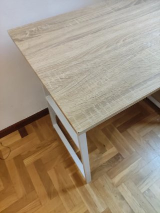 Escritorio madera y metal blanco