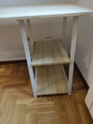 Escritorio madera y metal blanco