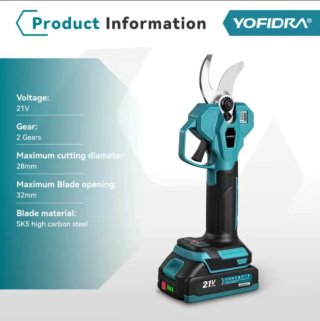 Tijera de podar eléctrica 21v YOFIDRA.