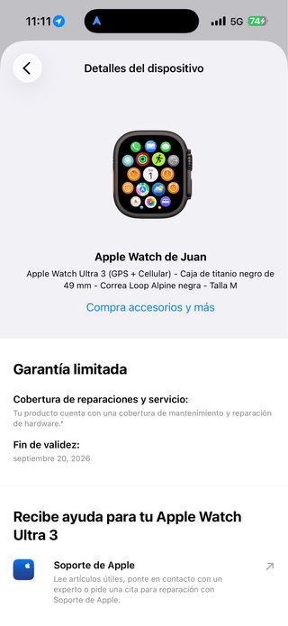 Apple Watch Ultra 3 Negro/Gris