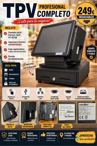 TPV Táctil Partner Tech PT-6215E con Impresora