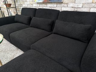 Sofá modular negro 250cm + puff