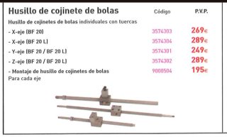 Husillos de bolas Optimum BF20 L