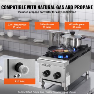 Fornello a Gas 2 Bruciatori in Acciaio Inox 14 kW