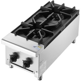 Fornello a Gas 2 Bruciatori in Acciaio Inox 14 kW
