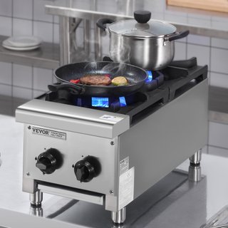 Fornello a Gas 2 Bruciatori in Acciaio Inox 14 kW