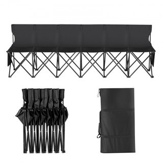 Banco pieghevole portatile, panca da calcio pieghevole per 6 persone con tasche laterali e borsa da trasporto, sedili leggeri per la linea di banda con schienale per calcio, baseball, campeggio...