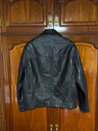 Chaqueta de cuero auténtico negra
