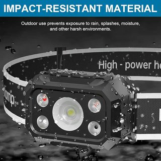 Linterna Frontal LED Recargable con Sensor Negra
