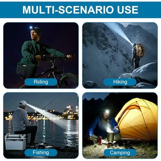 Linterna Frontal LED Recargable con Sensor Negra