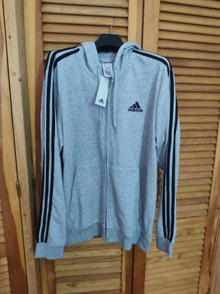 Sudadera Adidas Gris con Capucha y Cremallera