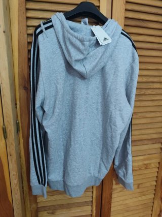 Sudadera Adidas Gris con Capucha y Cremallera