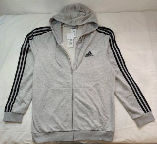 Sudadera Adidas Gris con Capucha y Cremallera
