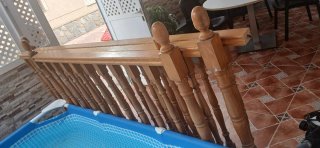 Tramos de barandilla de escalera de madera