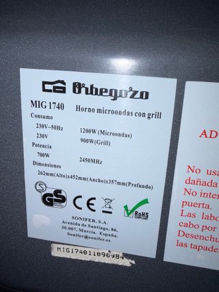 URGE! Orbegozo MIG1740 Microondas Acero Inoxidable