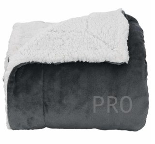 Manta reversible gris oscuro con lana