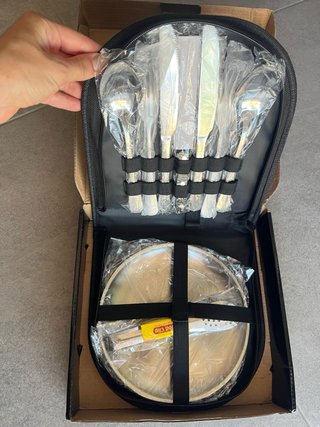 Set posate campeggio acciaio inox con custodia