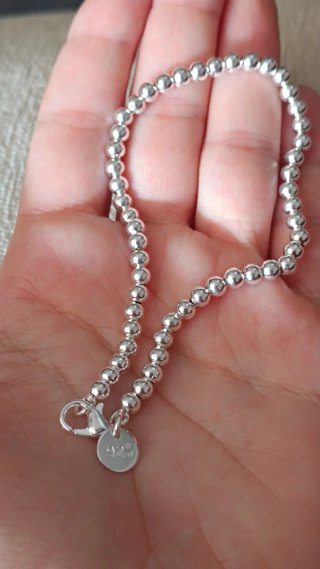 Pulsera plata laminada bolitas mini