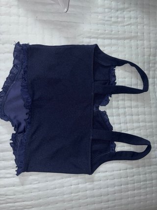 Top azul talla L con volantes