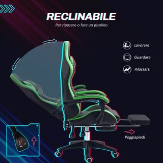 Sedia da Gaming con Altezza Regolabile Nero Verde