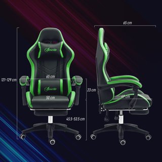 Sedia da Gaming con Altezza Regolabile Nero Verde