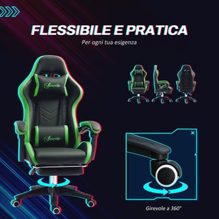 Sedia da Gaming con Altezza Regolabile Nero Verde