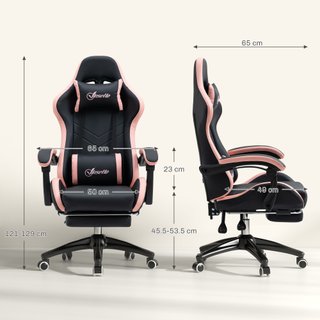 Sedia da Gaming ad Altezza Regolabile Rosa e Nero