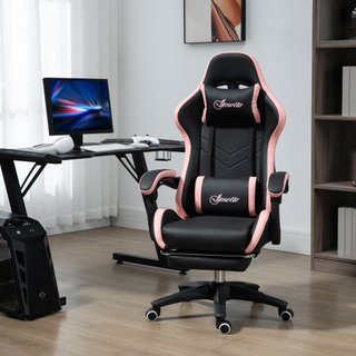 Sedia da Gaming ad Altezza Regolabile Rosa e Nero