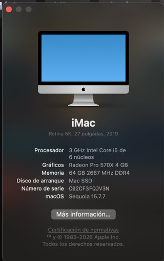 iMac 27 5K 2019 Intel Core i5 64GB RAM