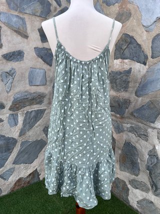 Vestido lunares verde agua talla única
