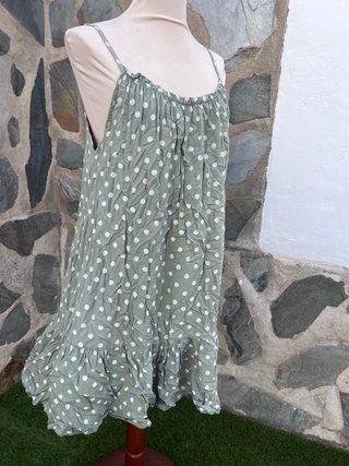 Vestido lunares verde agua talla única