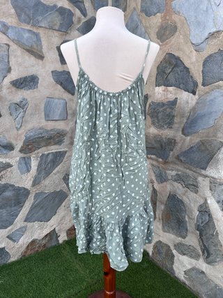 Vestido lunares verde agua talla única
