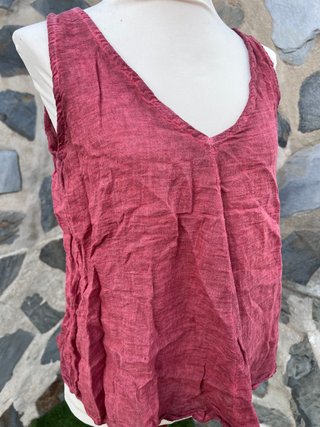 Top granate lino y algodón talla única