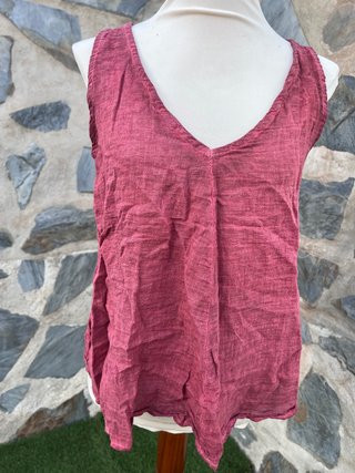 Top granate lino y algodón talla única