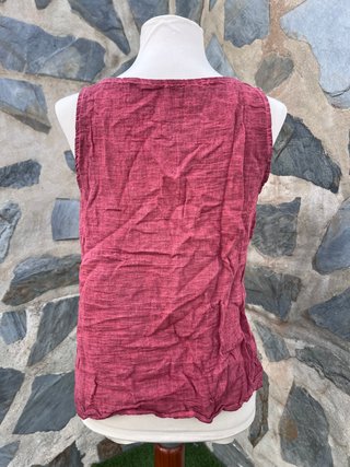 Top granate lino y algodón talla única