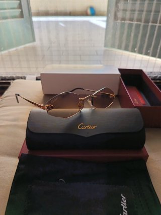 Occhiali da sole Cartier donna oro e marrone