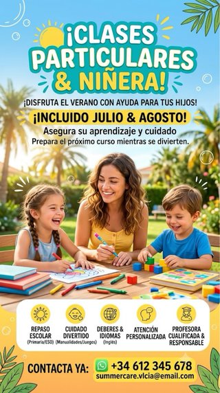 Clases particulares de verano y niñera